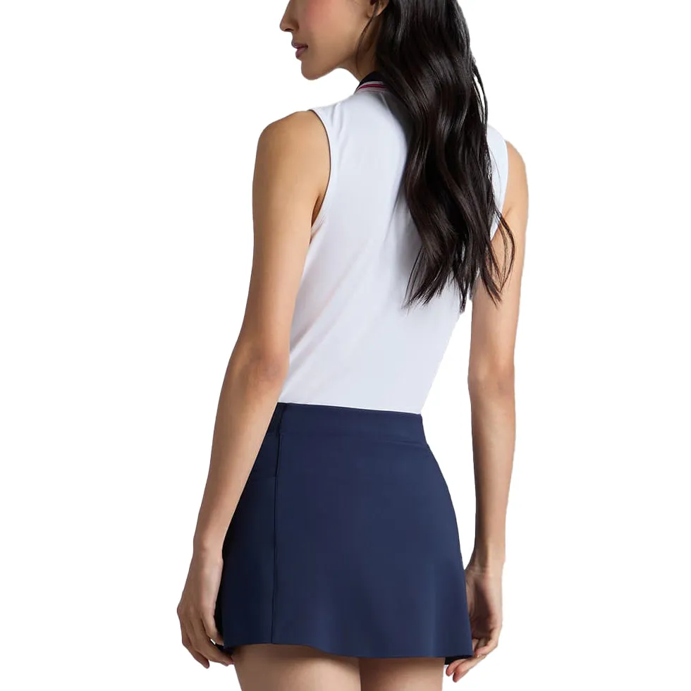 G/Fore Women's Rib Collar Tech Pique Sleeveless Golf Polo Shirt - Snow Lightweight Vest Elegant Coat
