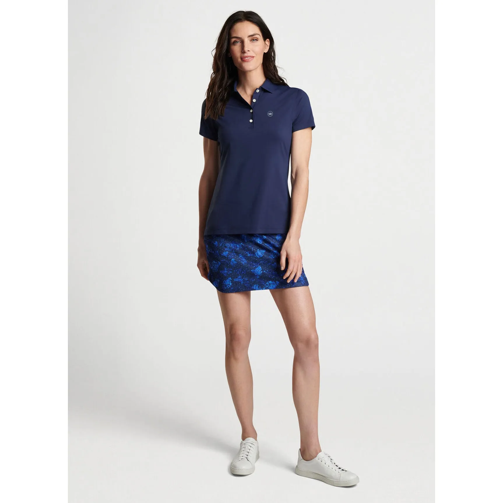 Peter Millar Women's Performance Stretch Jersey Golf Shirt - Navy SmoothZipper Conscious Fit