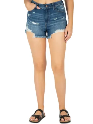 Women's Ripped Washed Denim Short,Blue Light Flex Wear