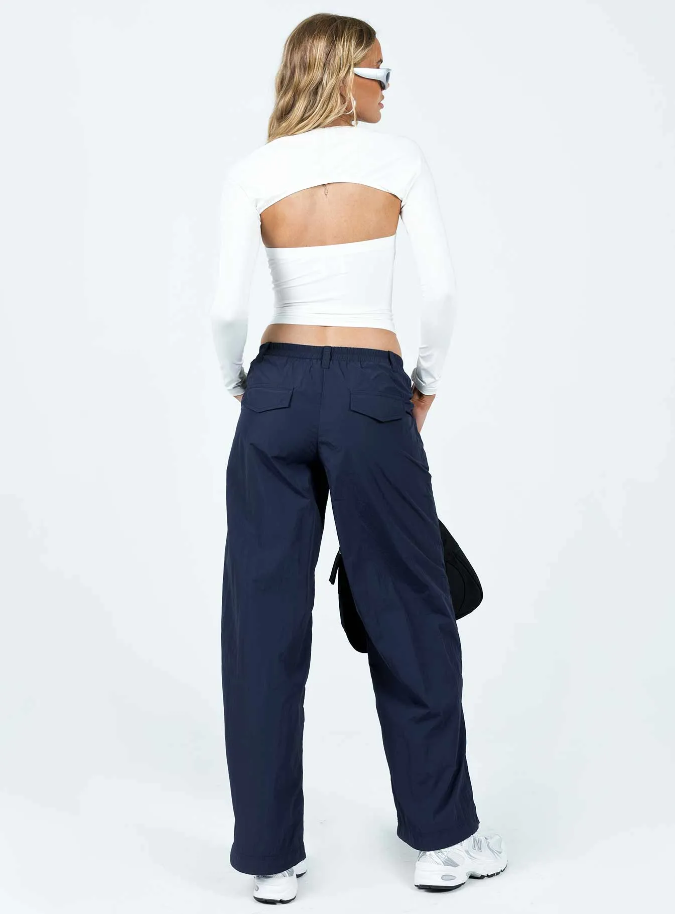 Casual Fit Design Durable Material Annerley Parachute Pants Navy