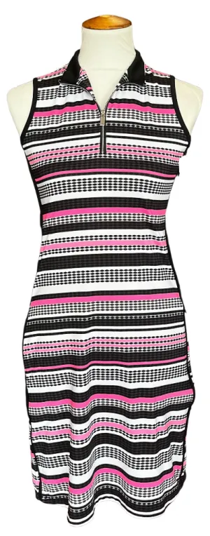 Tail Pink, Black, & White Patterned Golf Dress Size XS Playful Twist Chilly Day Layers