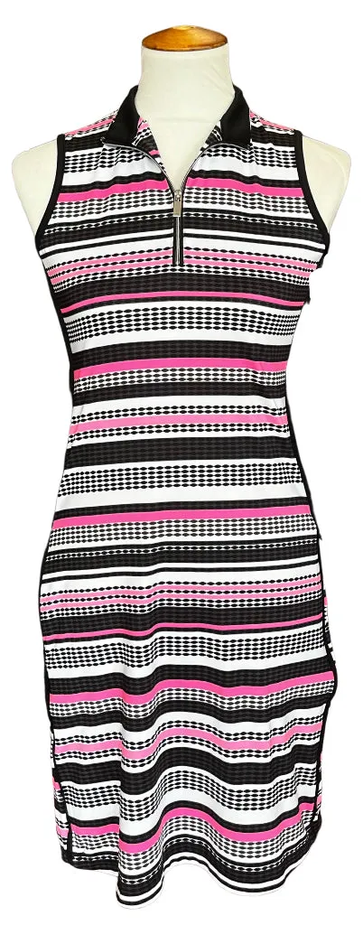 Tail Pink, Black, & White Patterned Golf Dress Size XS Playful Twist Chilly Day Layers