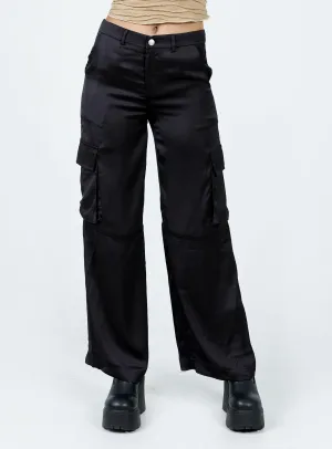 Odor Control Technology sport chic Zora Satin Cargo Pant Black
