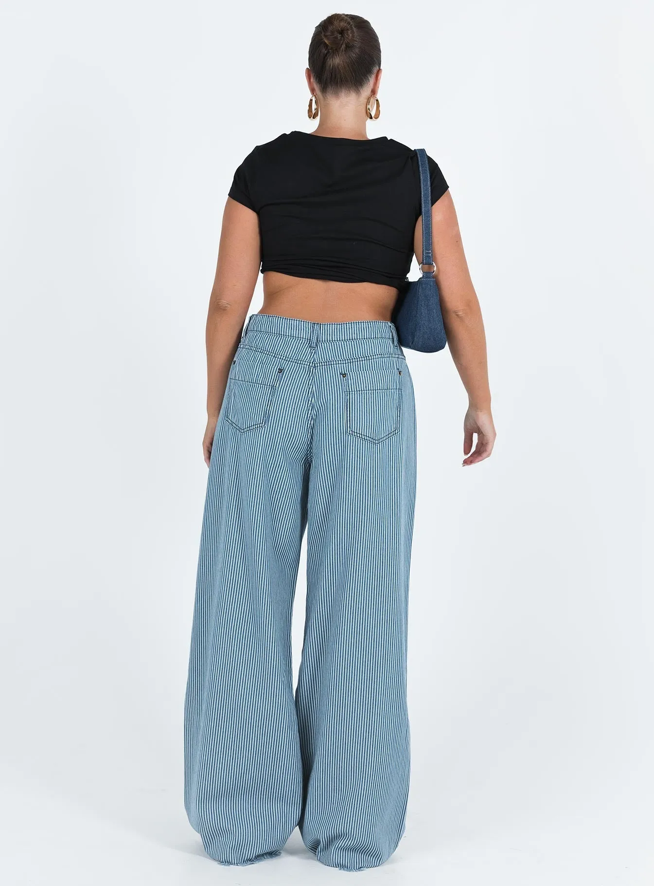 Recyclable Fabric Blend Eivissa Baggy Jeans Blue Denim Stripe