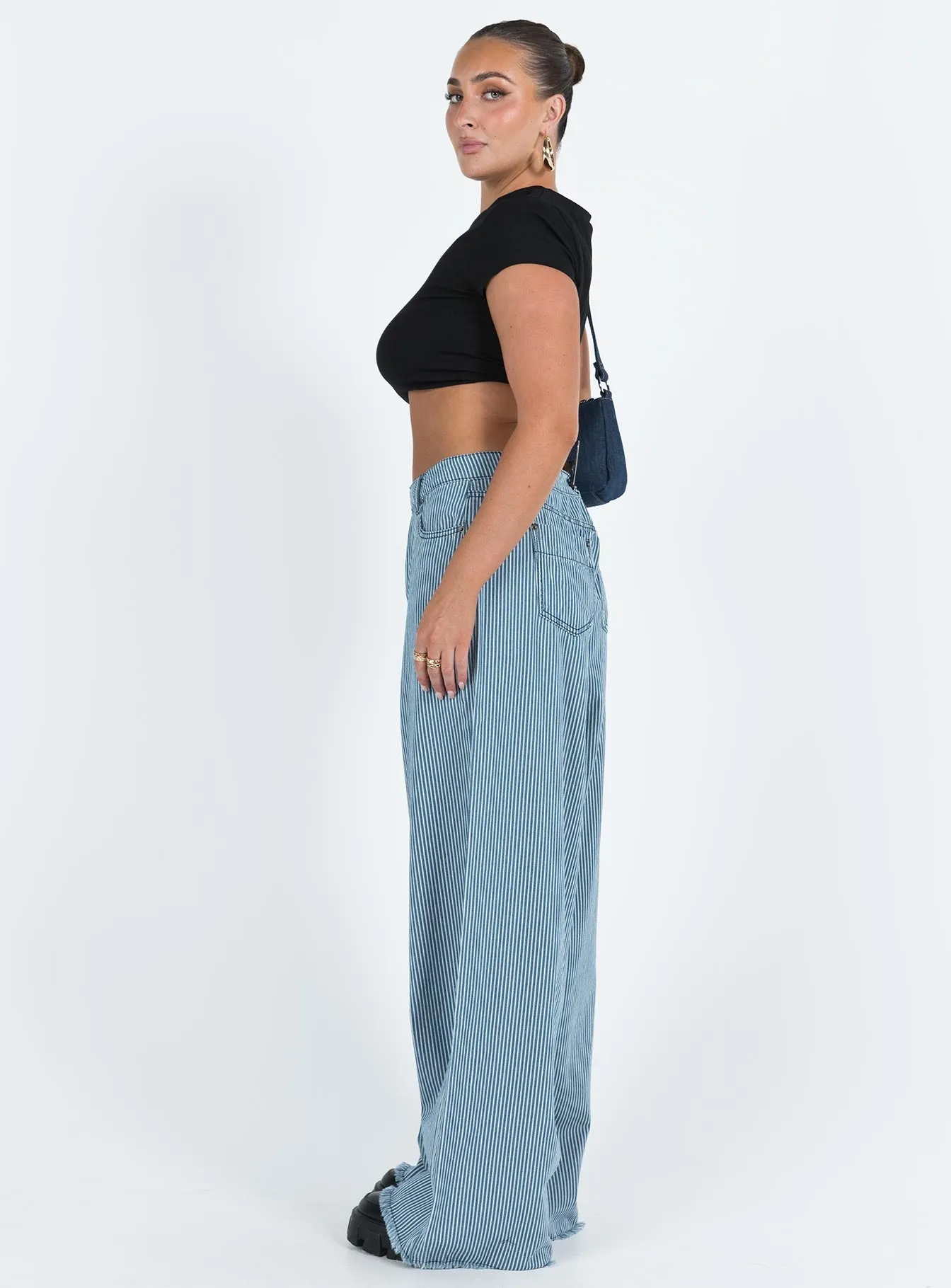 Relaxed Vibe Eivissa Baggy Jeans Blue Denim Stripe