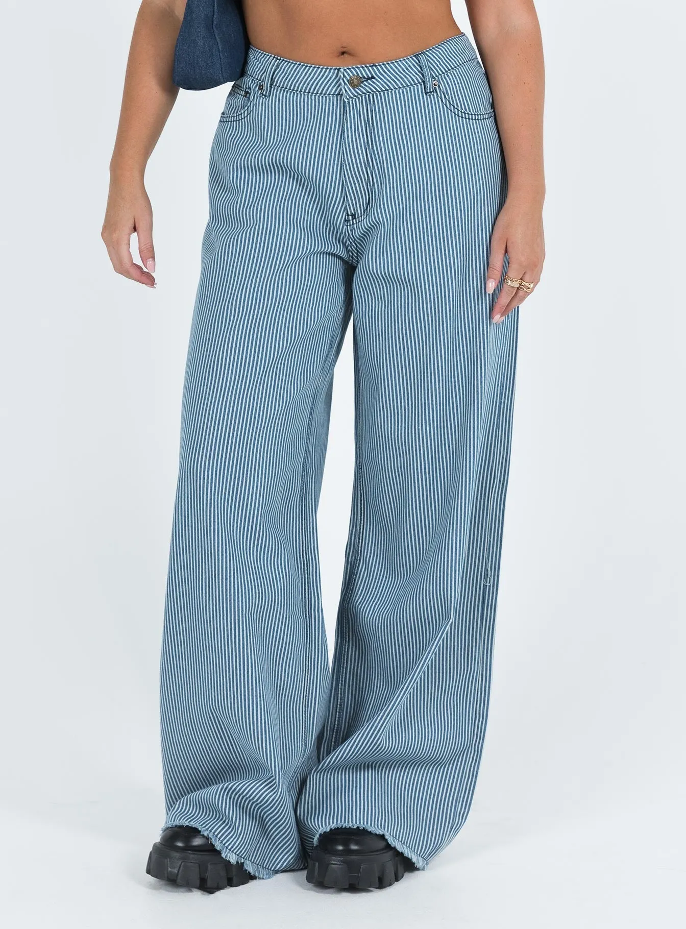 Eivissa Baggy Jeans Blue Denim Stripe RecyclablePackaging