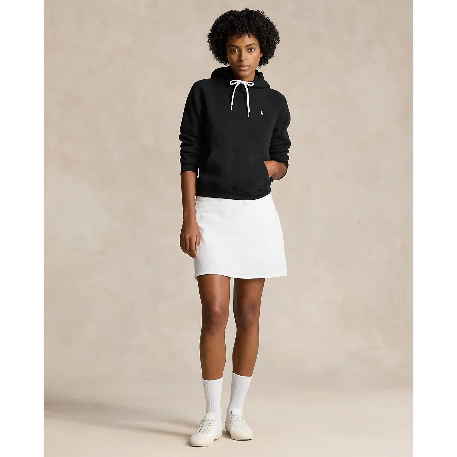 RLX Ralph Lauren Women's Performance 17" Pleated Aim Skort - Ceramic White Vegan Material Seamless Edging