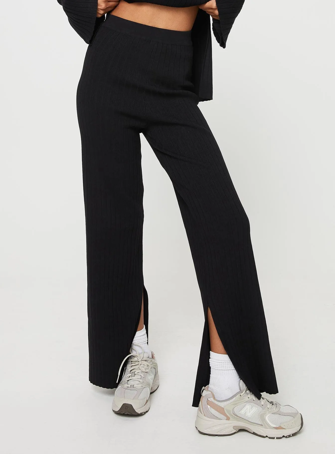 Allen Ribbed Pants Black DoubleLayeredKnees