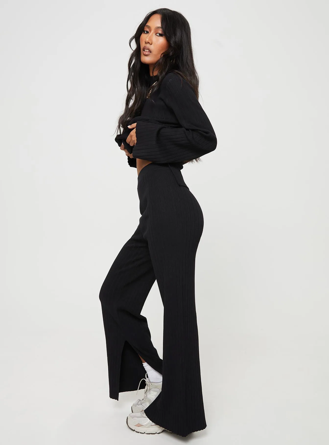 Cozy Comfort FourWayStretch Allen Ribbed Pants Black