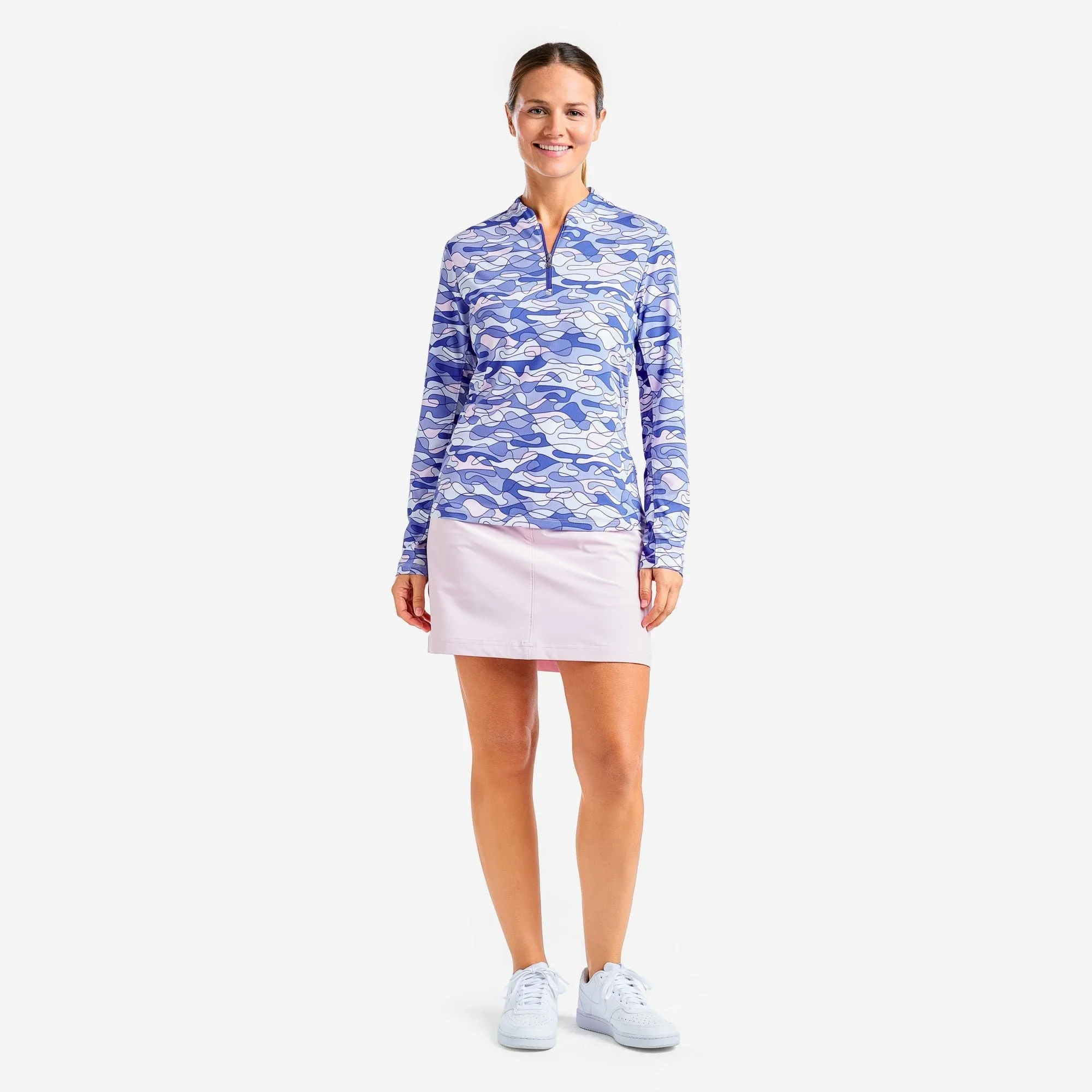Nivo Women's Lolita UV Long Sleeve Mock Neck Golf Shirt - Cobalt AbrasionResistantFabric MoistureControlClothing