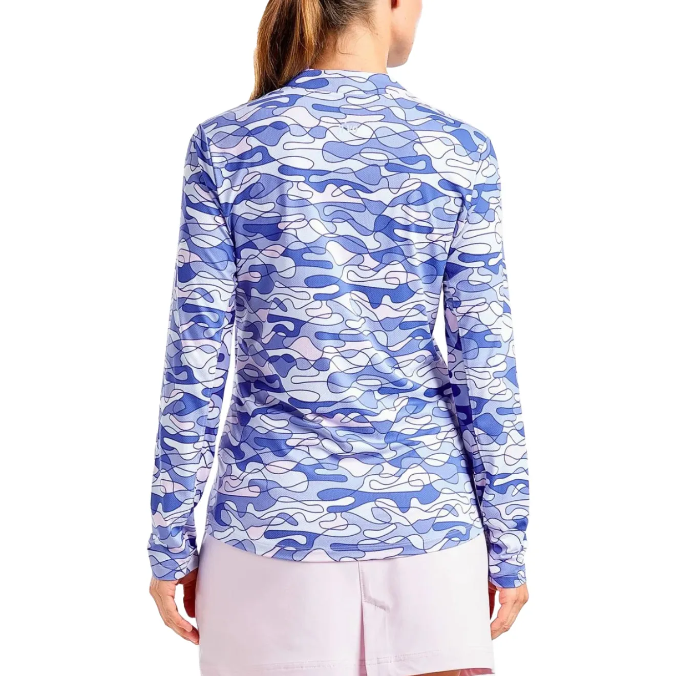 SnagResistant Weave Nivo Women's Lolita UV Long Sleeve Mock Neck Golf Shirt - Cobalt