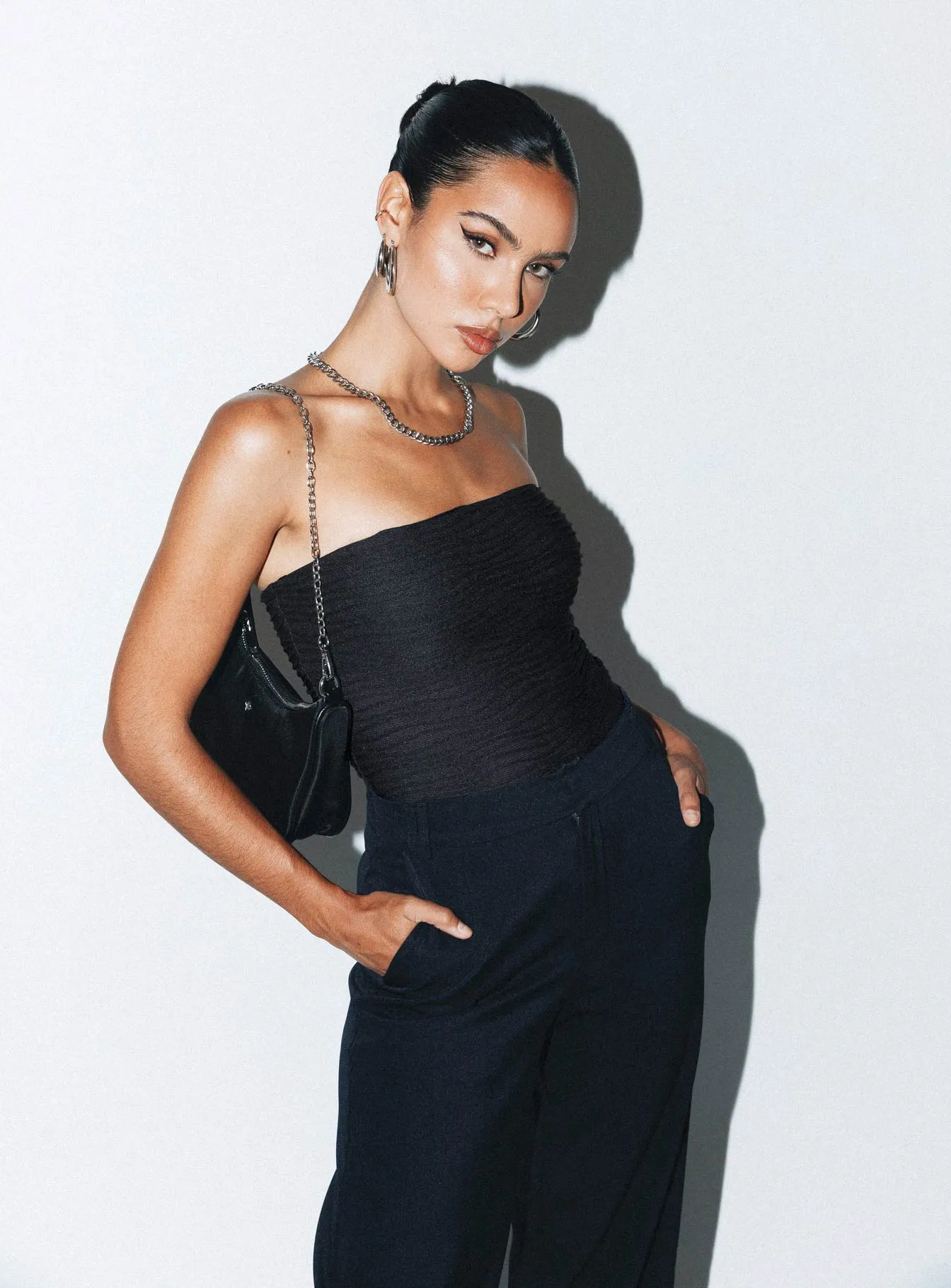 bodysuit with shorts Makena Strapless Bodysuit Black