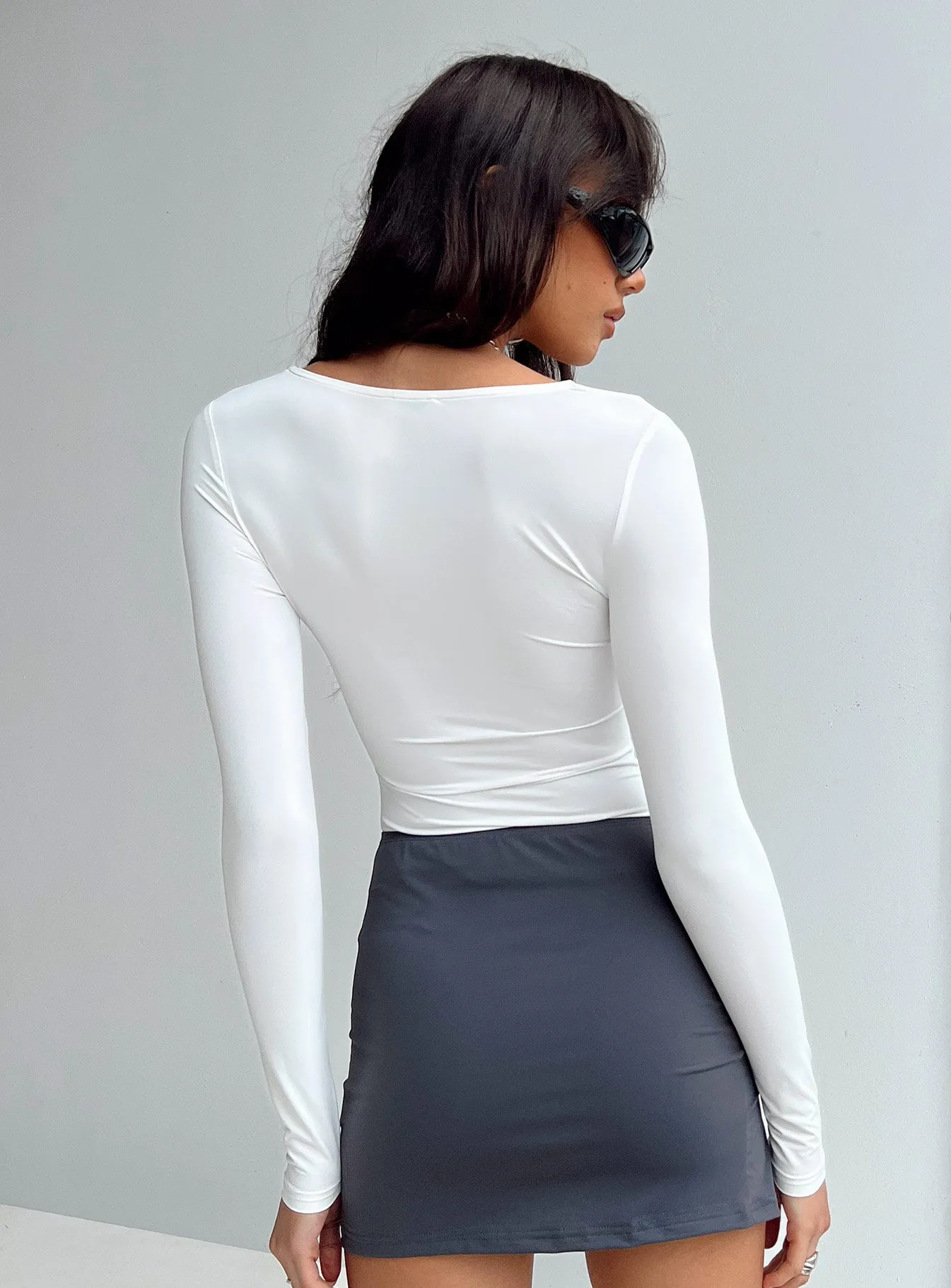 figure hugging bodysuit stretch fabric bodysuit Tadmor Bodysuit Ivory