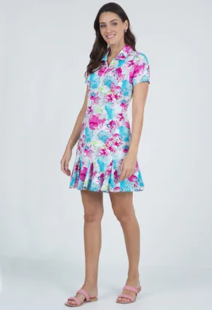 Elegance Glow New Ibkul Paddy Print Short Sleeve Godet Dress MSP $128