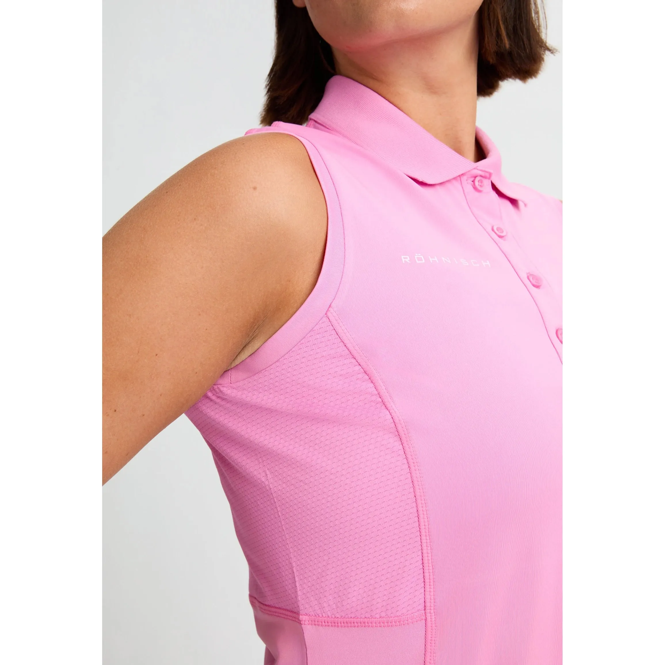 Rohnisch Women's Nicky Sleeveless Golf Polo Shirt - Fuchsia Pink ElasticFree Layered Clothing