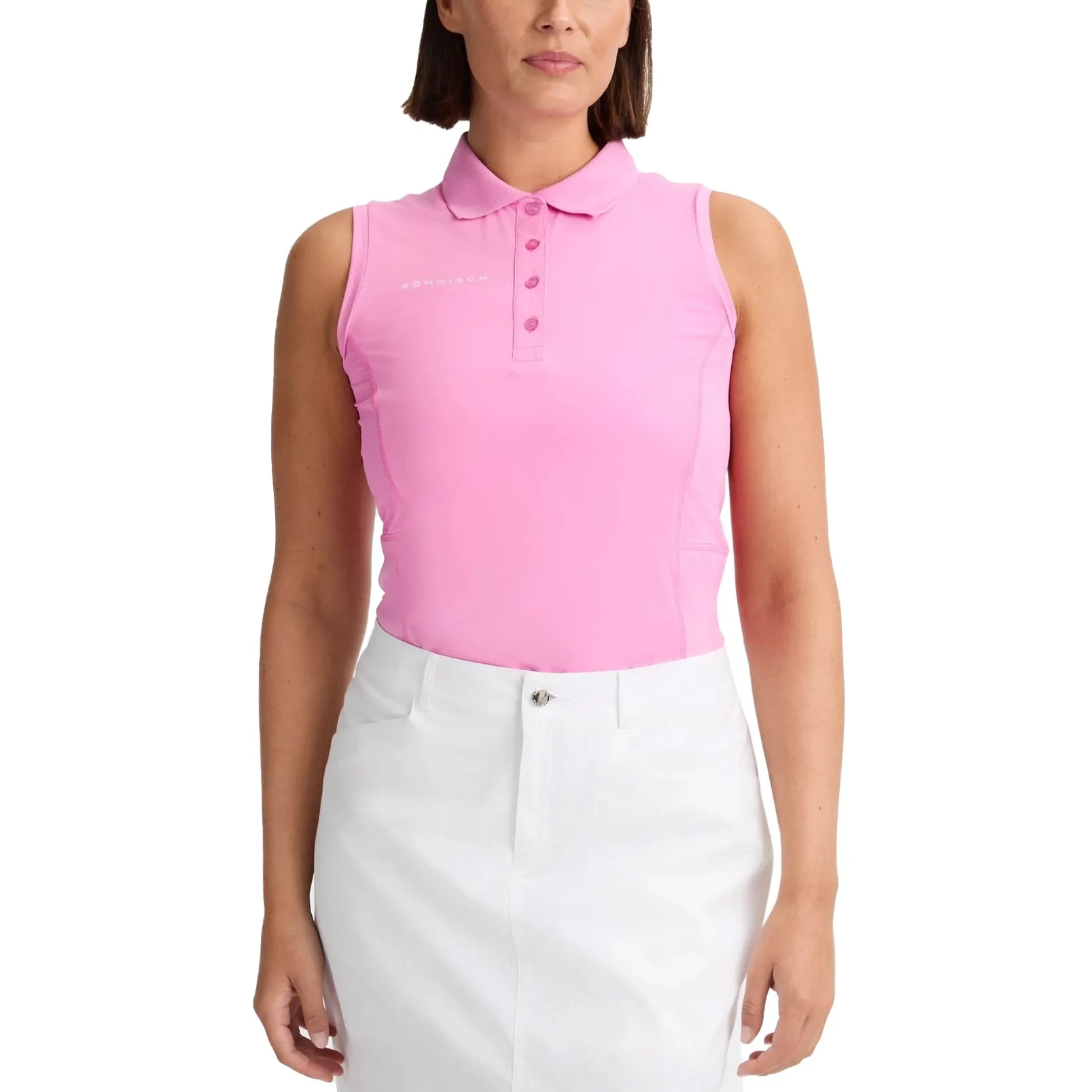 FoldableDesign Rohnisch Women's Nicky Sleeveless Golf Polo Shirt - Fuchsia Pink