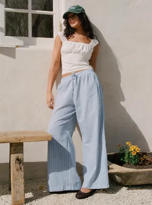 LowProfileWaistband Holiday Tie Front Pant Blue/ White Stripe Petite
